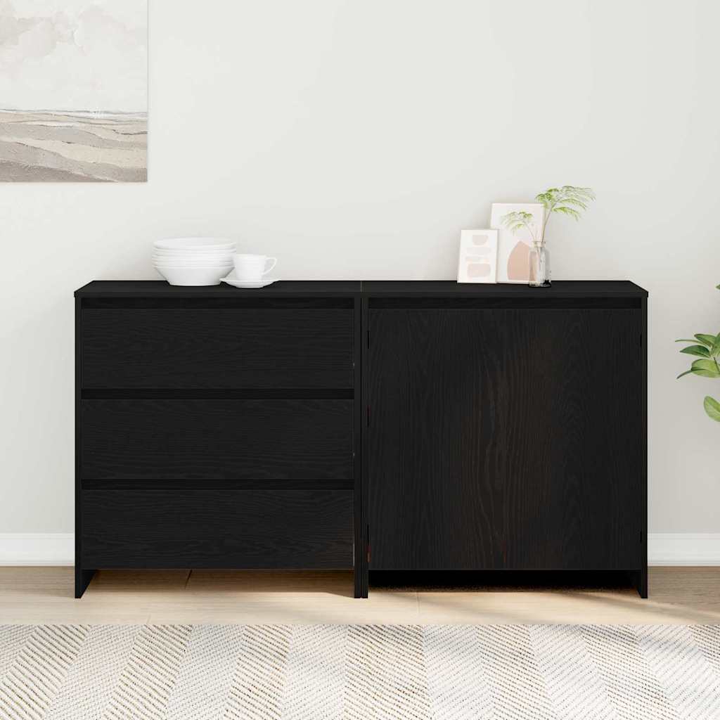2-teilige Sideboards aus schwarzem Holzwerkstoff